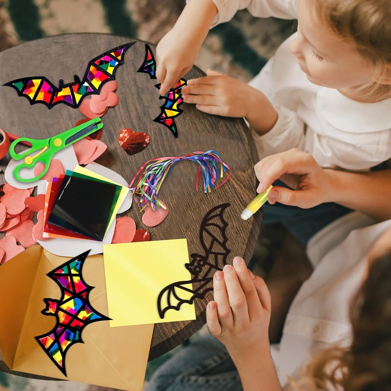 EggSun 36 Sets Hallween Bats Suncatchers Craft Kit for Kids Ornaments Stained Glass Effect Window Arts and Crafts Kit for Classroom Holiday Birthday Projects Home Party Favors Decorations Ages 4 8 12 - Image 5
